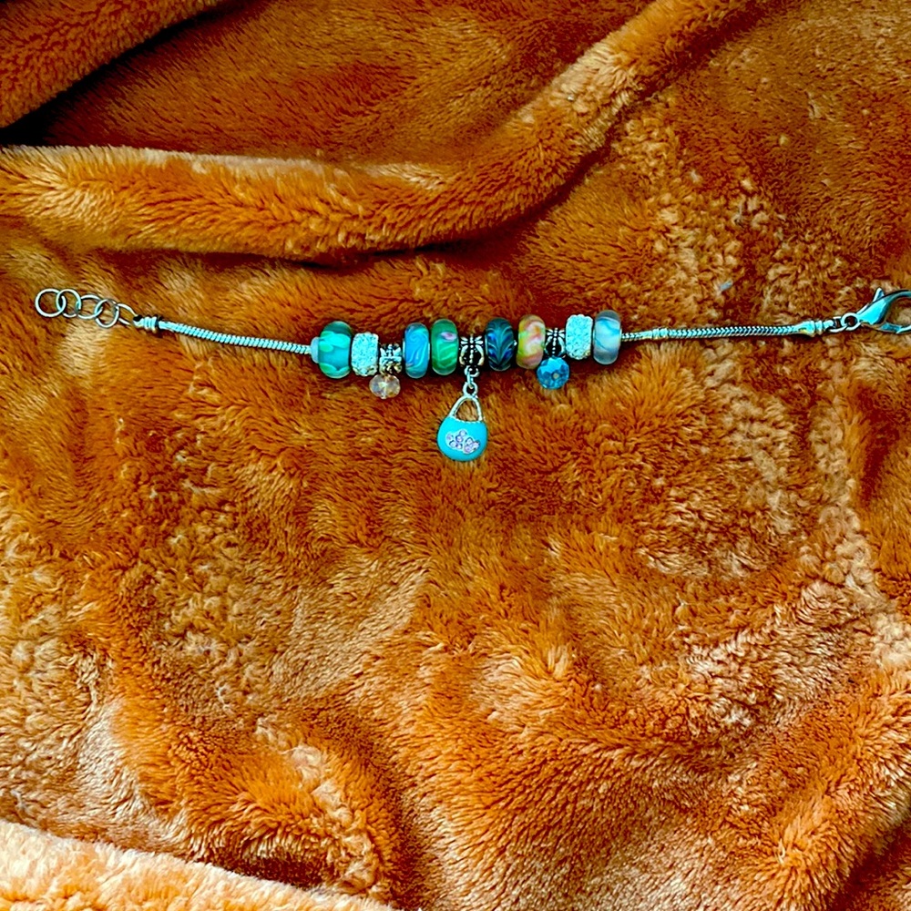 Silver bracelet with charms